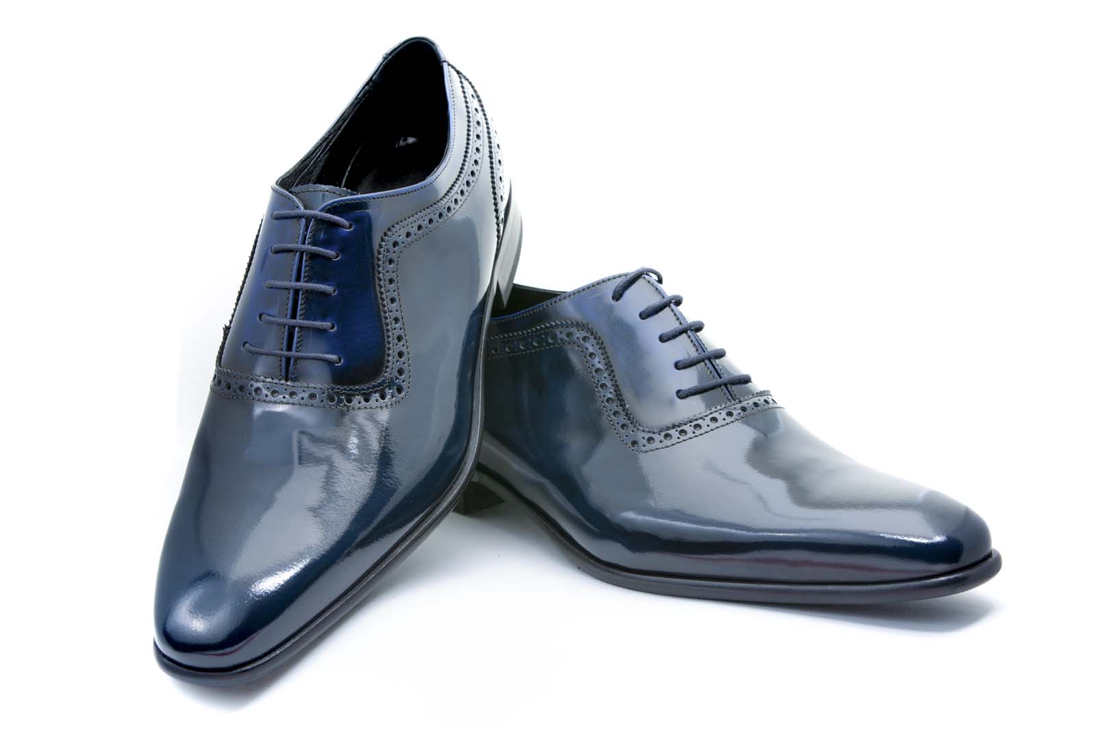 Zapatos de novio modelo Oxford azul antik