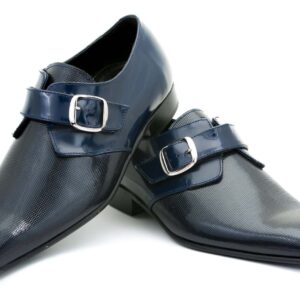 Zapatos de novio azul con hebilla