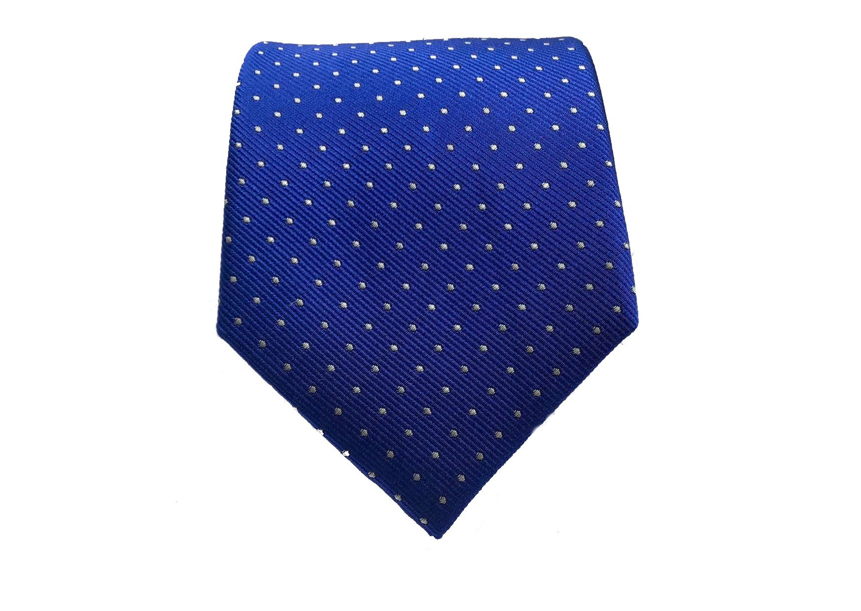 Corbata azul con dibujo de topos.